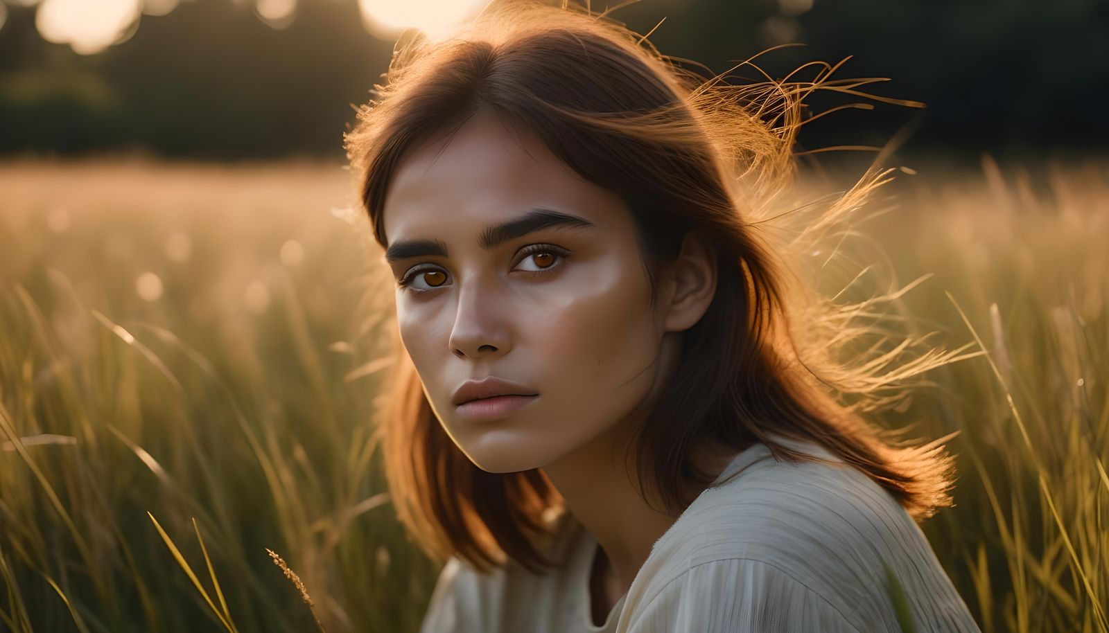Moody Portrait of a Woman in Golden Hour Lighting