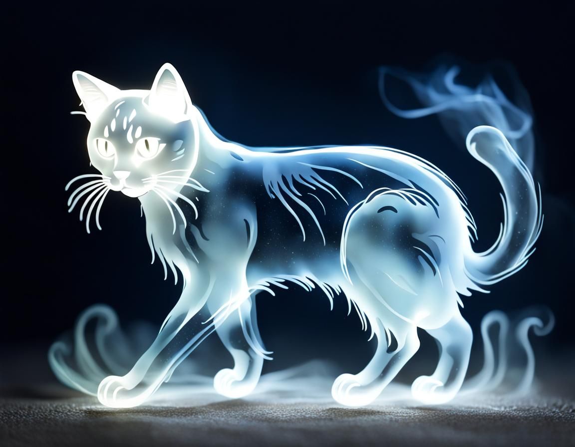 Ethereal Ghost Cat: A Spooky Translucent Feline
