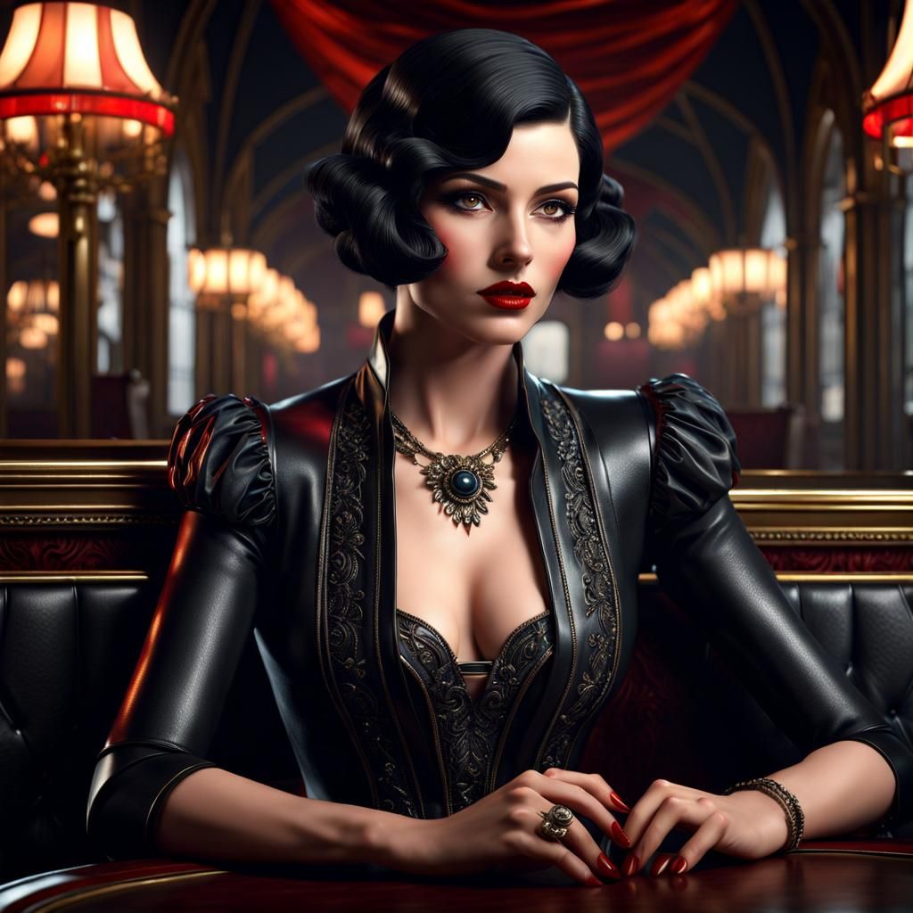Confident Woman in 1920s Gothic Style