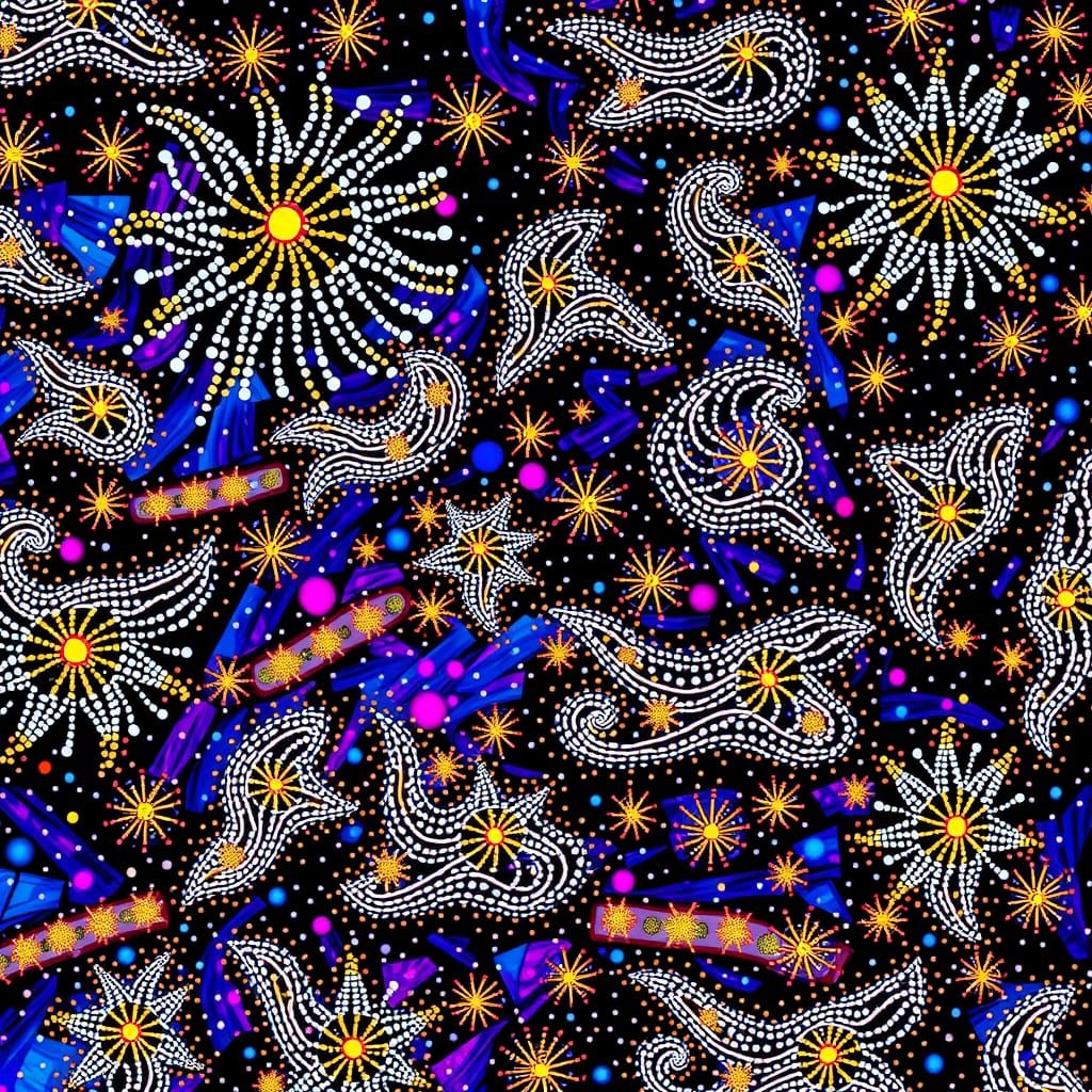Cosmic Aboriginal Dot Painting: Songline of Stars