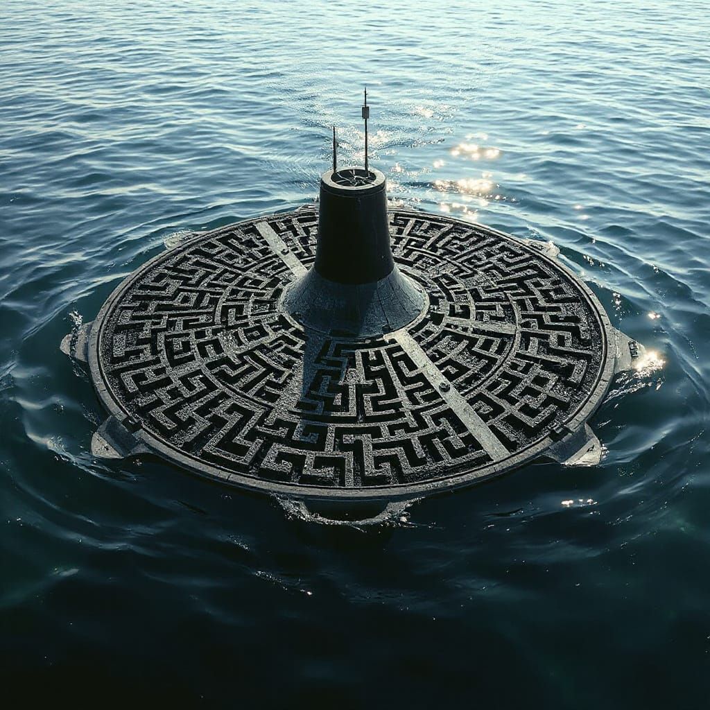 Sinister Starship Submarine in Deep Sea