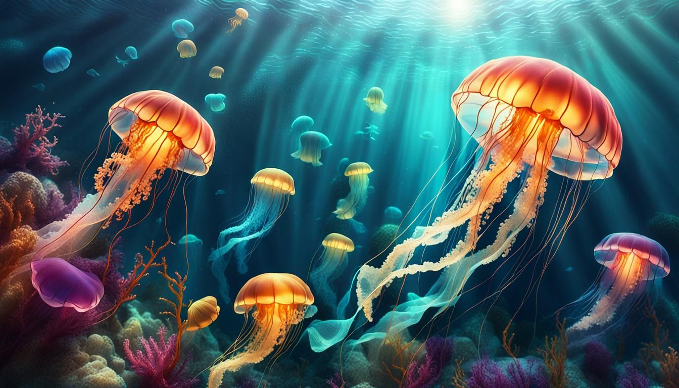 Underwater Scenes Merge in Dreamlike 3D Rendering
