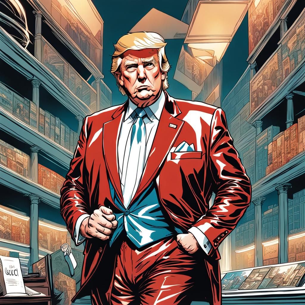 Donald Trump in Gucci Suit Comic Book Art
