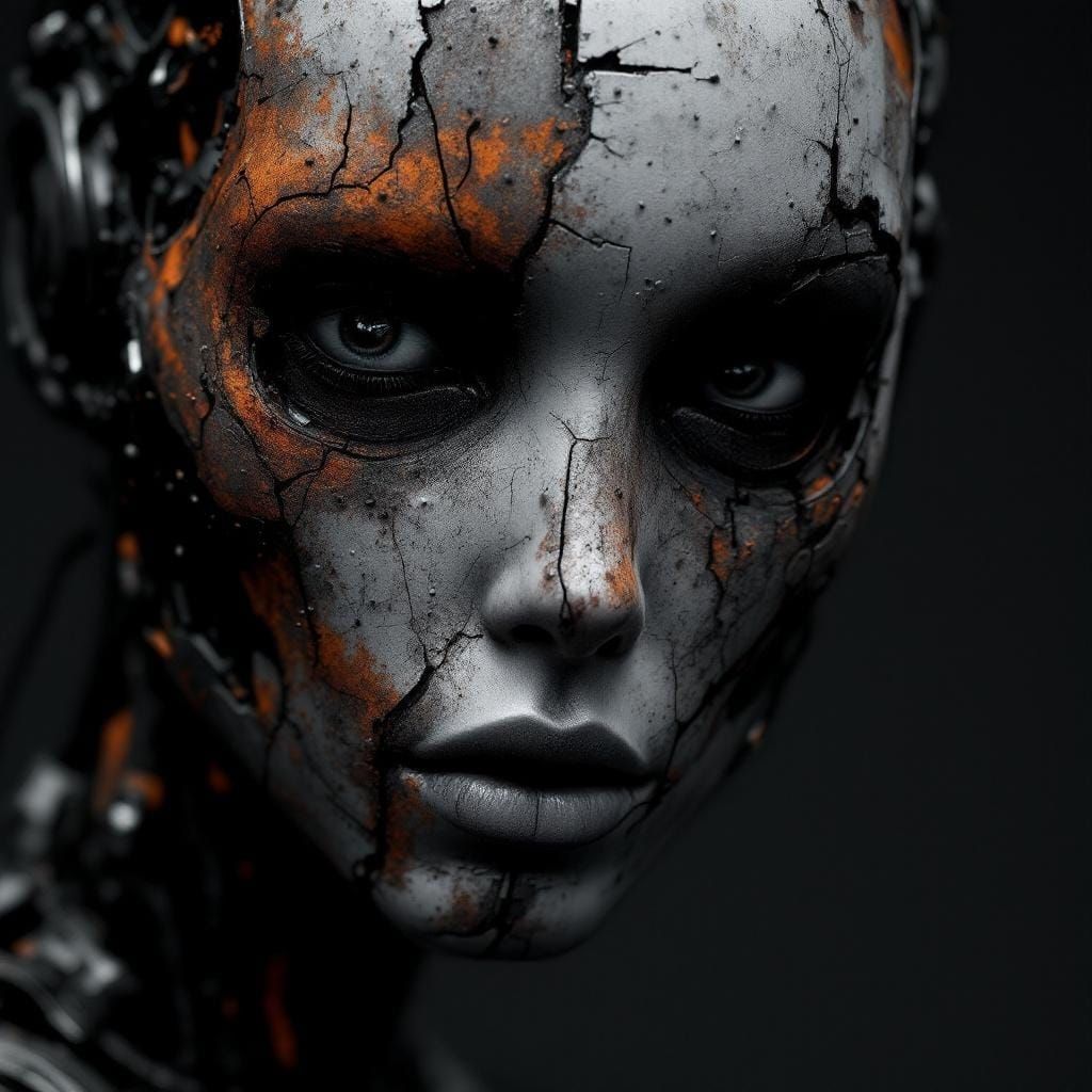 Decaying Android Portrait in Photorealistic Style