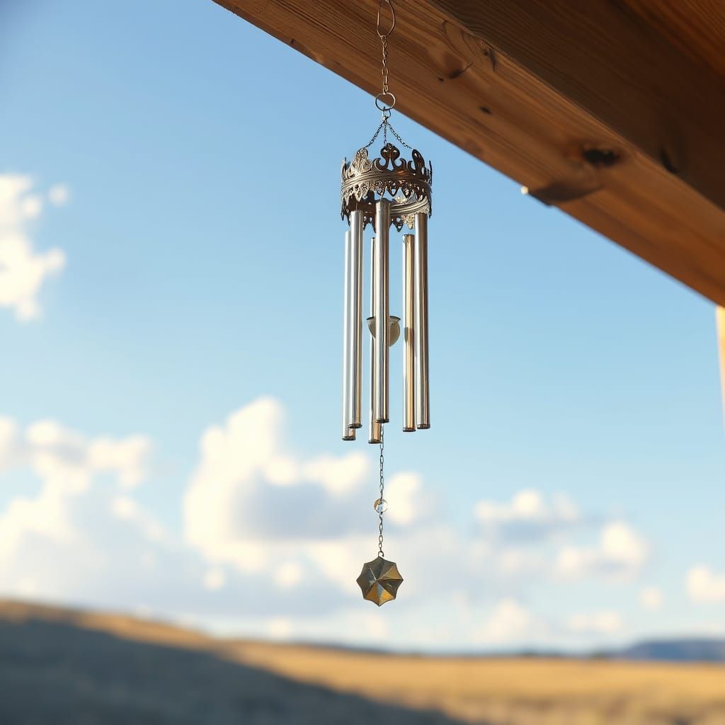 Impressionist Wind Chime in Serene Landscape