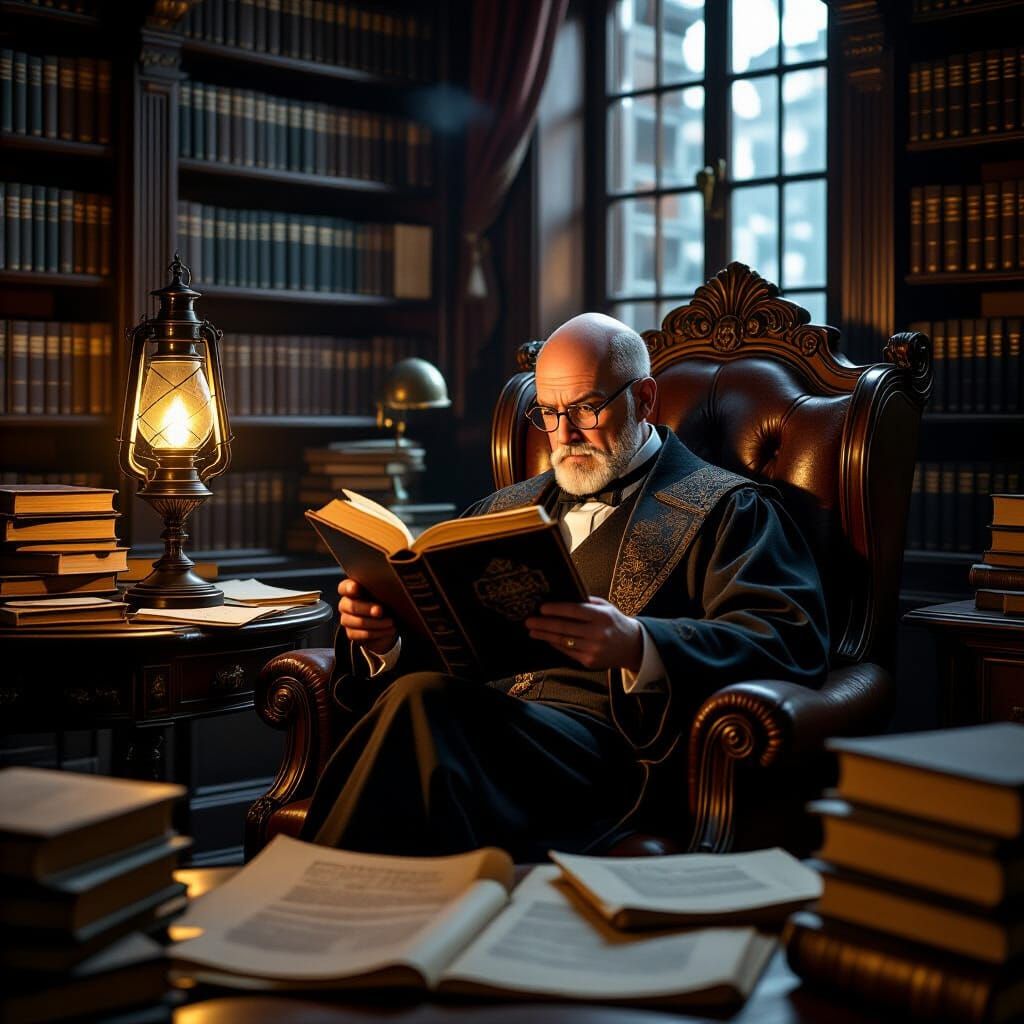 Old-Fashioned Professor's Office with Ancient Tome