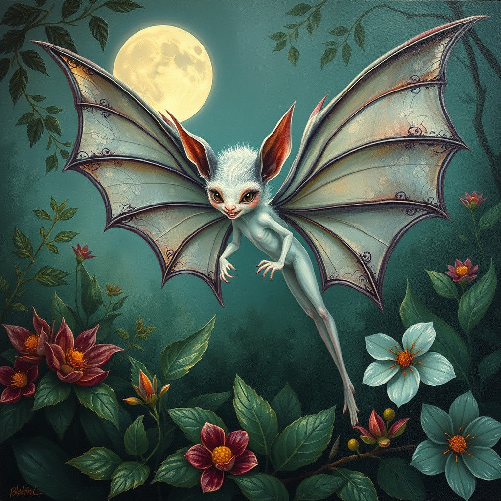 Bat Fairy in Dreamy Pre-Raphaelite Style