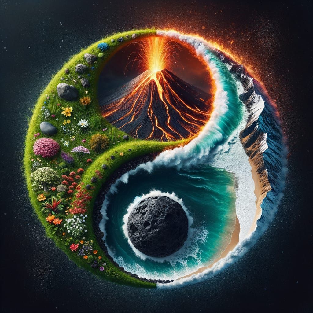 Vibrant Yin-Yang Symbol in Contrast