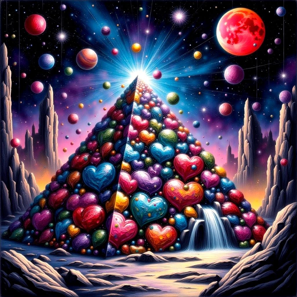 "Pyramid of Hearts: Love Under a Crimson Moon"