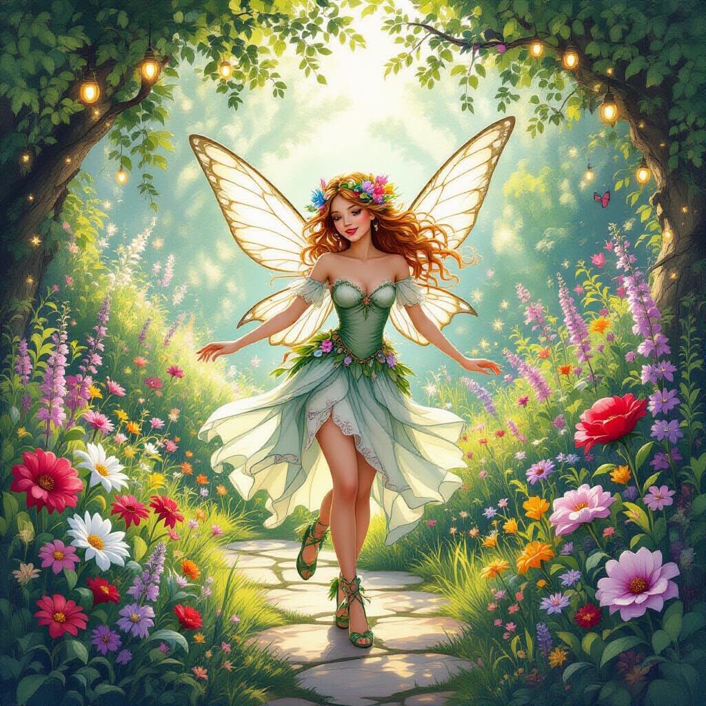 Whimsical Fairy Garden Party: Ethereal Fantasy Art