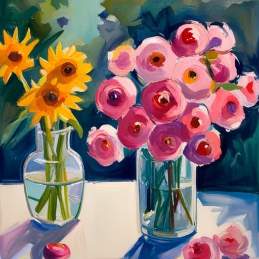 Impressionist Floral Masterpiece in Gouache Style