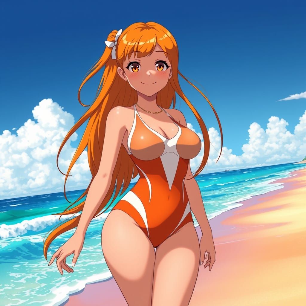 Nami on the Beach in Ghibli Style