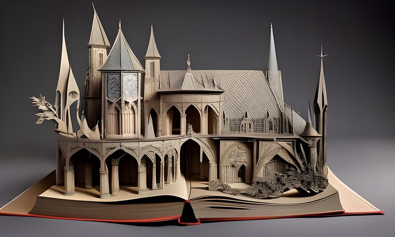 Intricate Pop-Up Book Castle in Maximalist Style