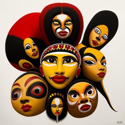 Badgers in Abstract Surrealist Aboriginal Oil Painting