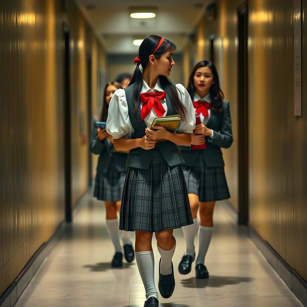 French Schoolgirl in Hyperrealistic Detail