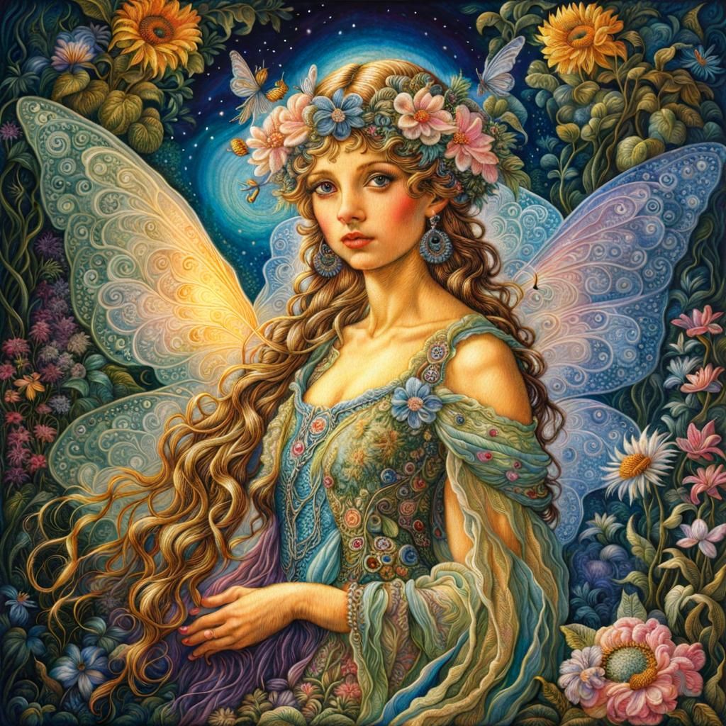 Embroidered Fairy Girl in Delicate Fabric