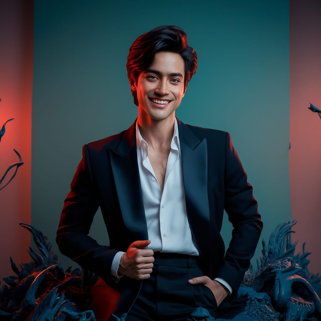 Confident Young Man Portrait in Detailed Matte Painting