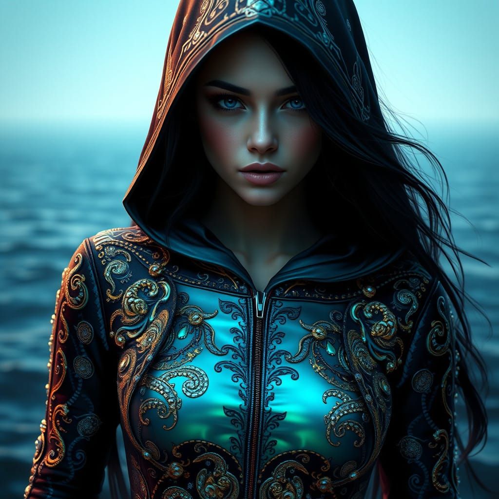 Gothic Cyberpunk Goddess of the Ocean