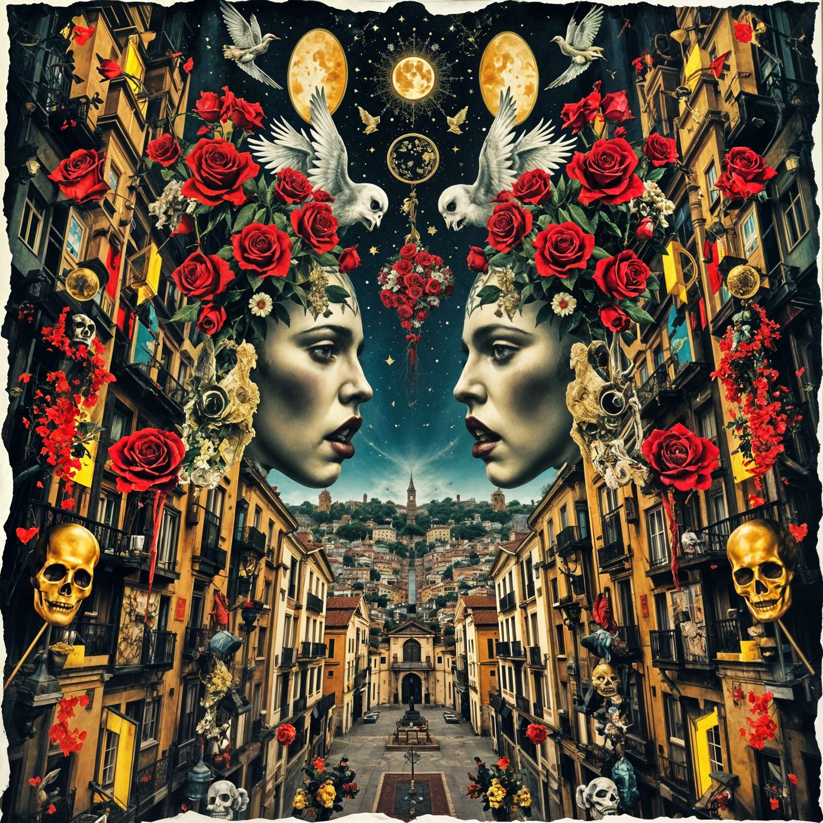 Romeo and Juliet Symbols Maximalist Collage