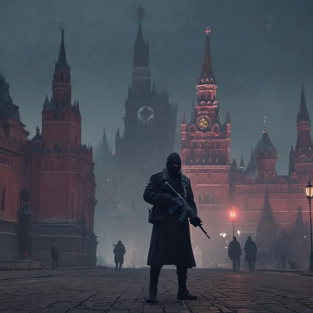 Futuristic Cyberpunk Russia Cityscape at Night