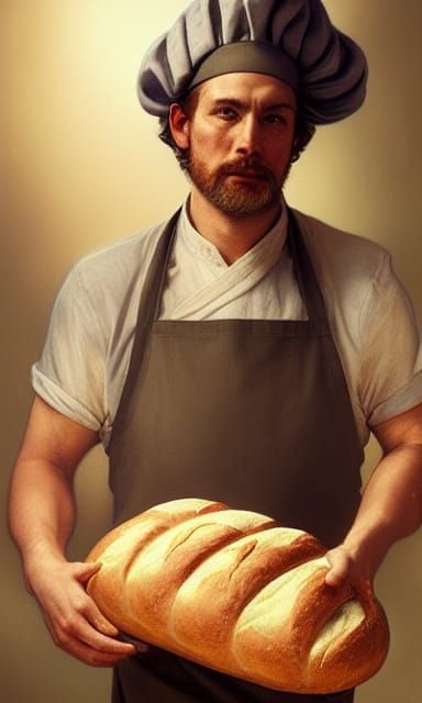 Baker Portrait in Hyperdetailed Oil Painting Style