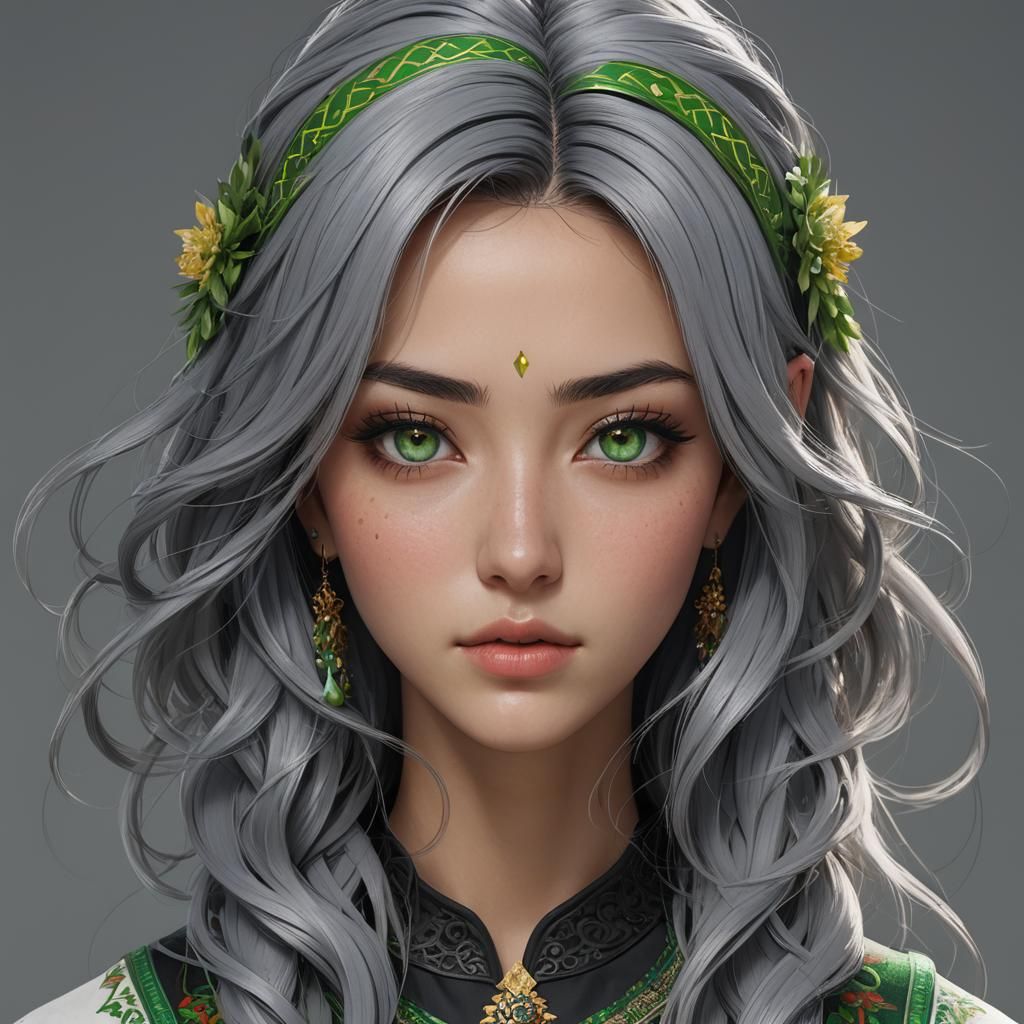 Uzbek Girl Portrait in 3D Anime Style