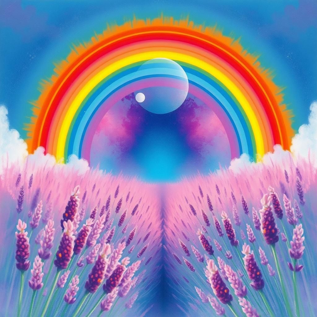 Rainbow Specter Over Lavender Field, Rothko Style