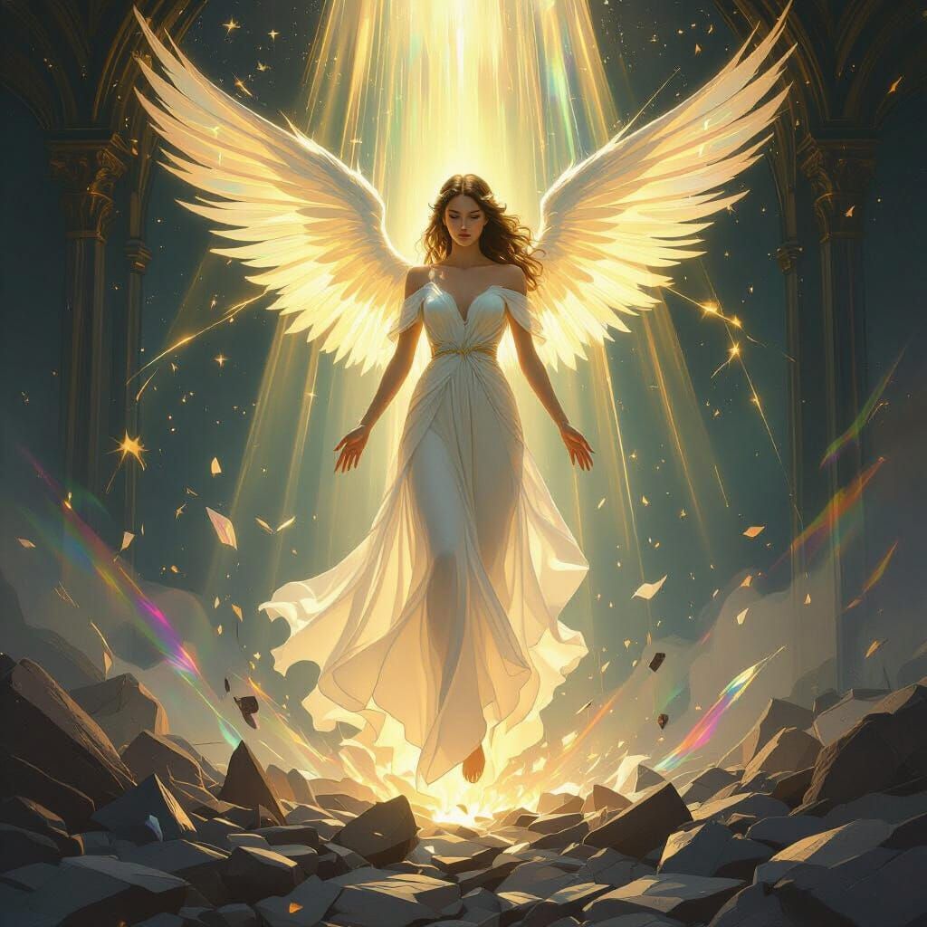 Angelic Figure of Light Rises From Shattered Remnants