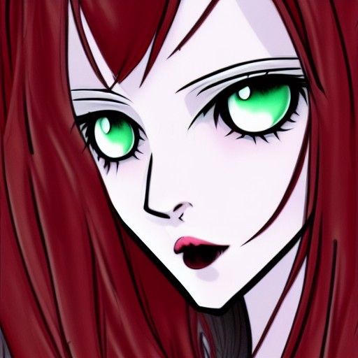 Realistic Manga Vampire Girl with Red Hair