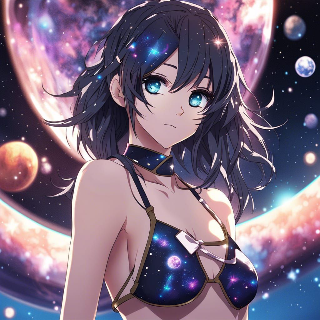 Galactic Anime Girl in Swimsuit