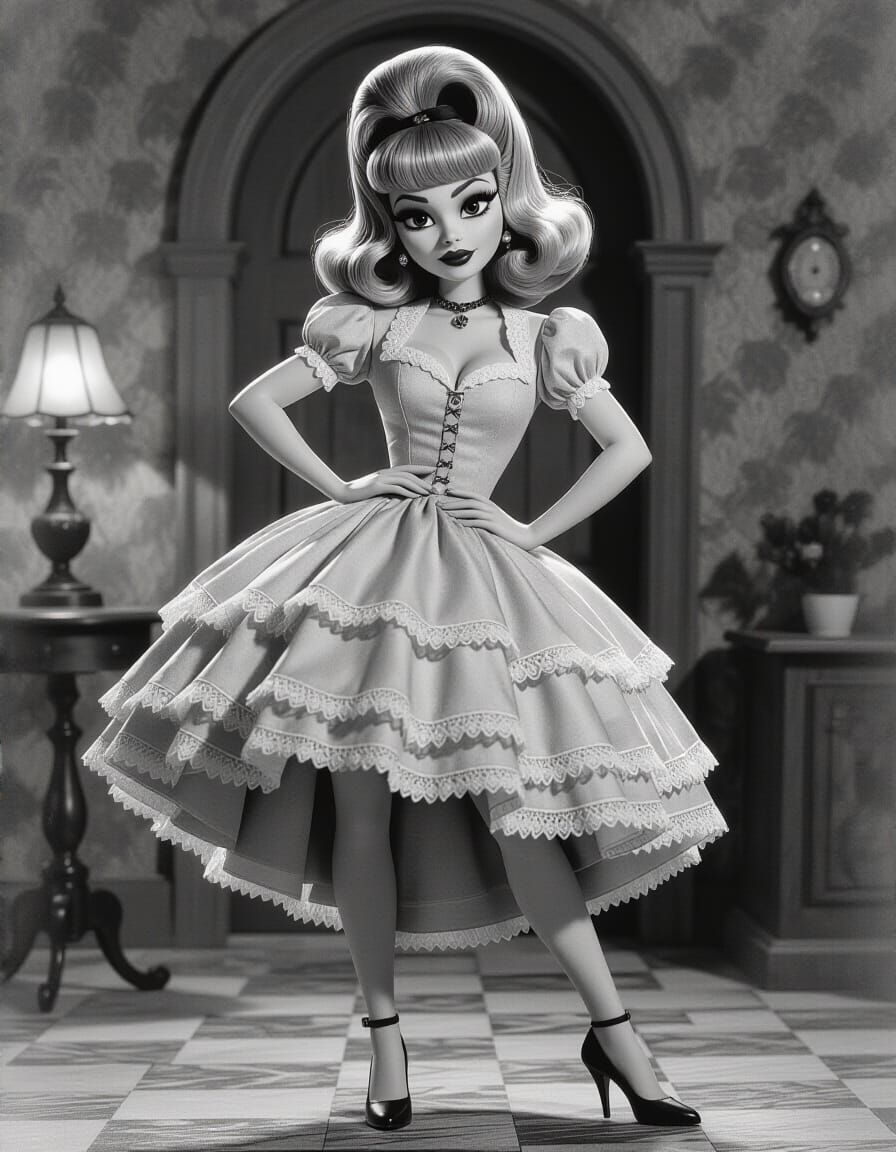 Gothic Pixie Shaman in Charcoal Drawing Style