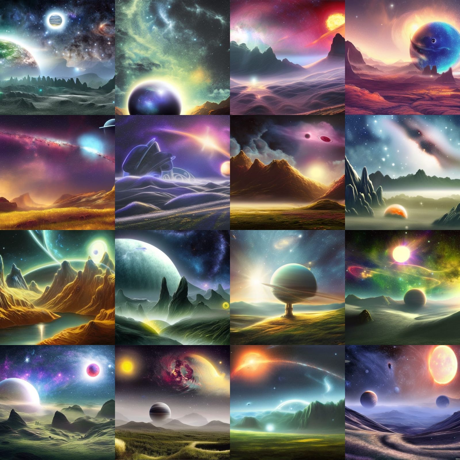 Sci-Fi Fantasy Landscape with Alien Planet and Cosmos