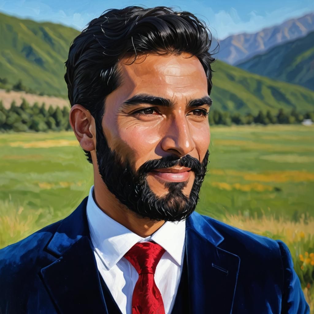 Expressionist Portrait of Man in Velvet Suit