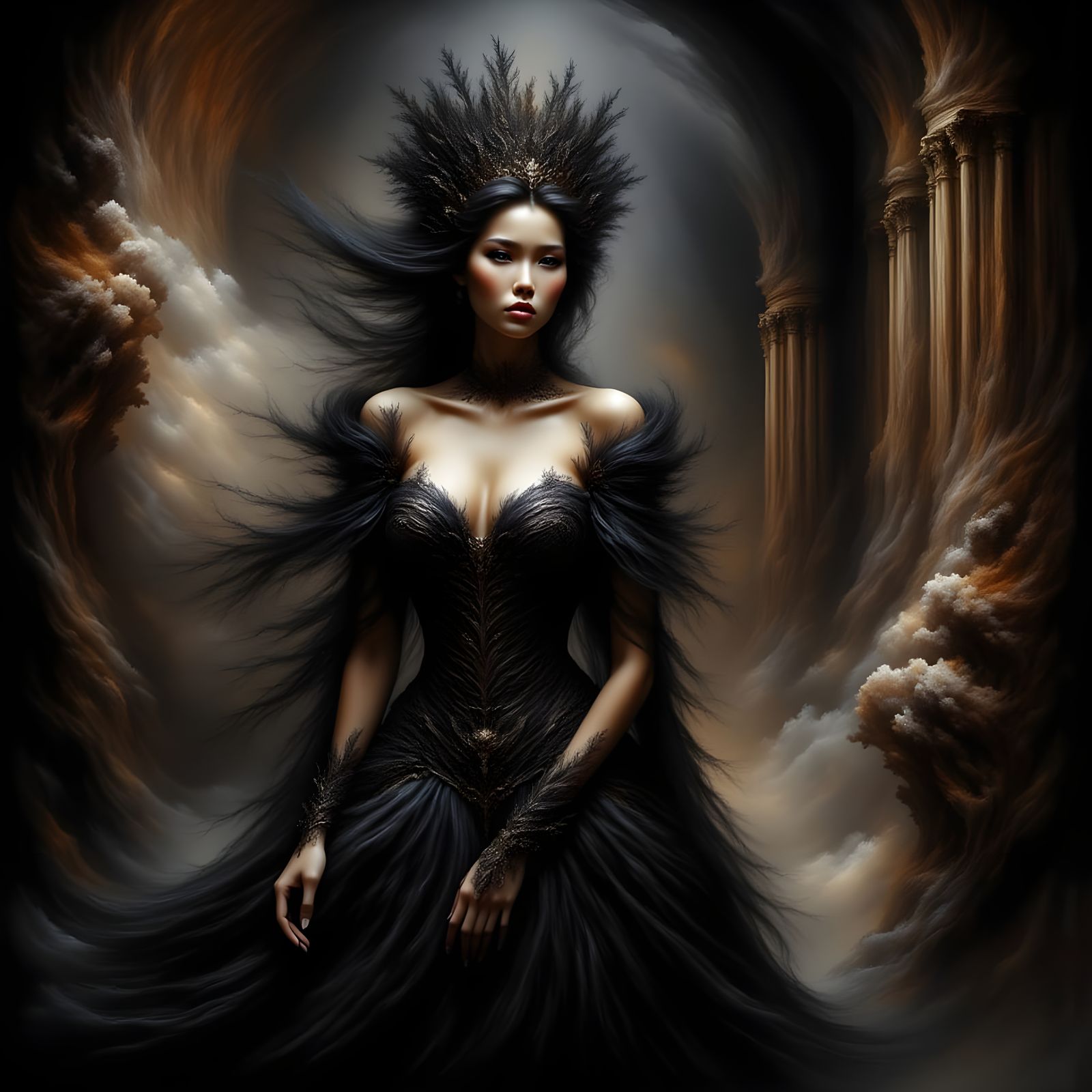 Dark Baroque Portrait with Ornate Details