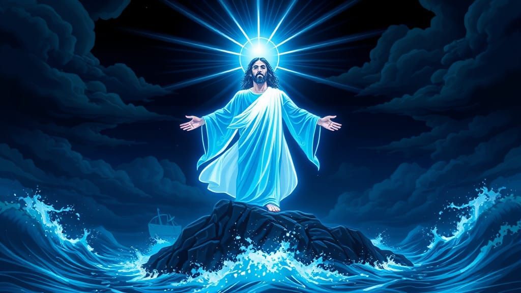 Divine Beacon of Hope in Turbulent Night