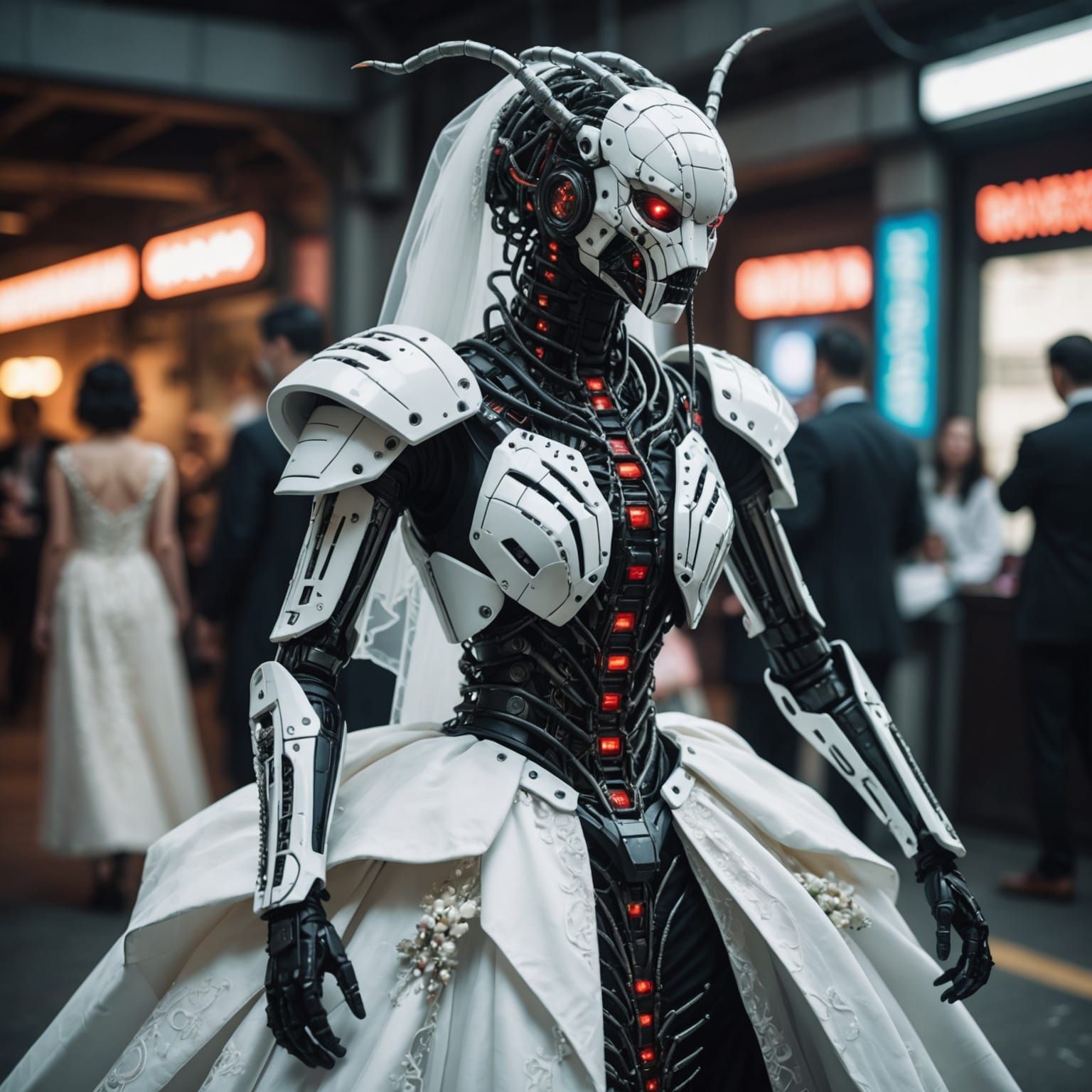Cyberpunk Humanoid Centipede Bride