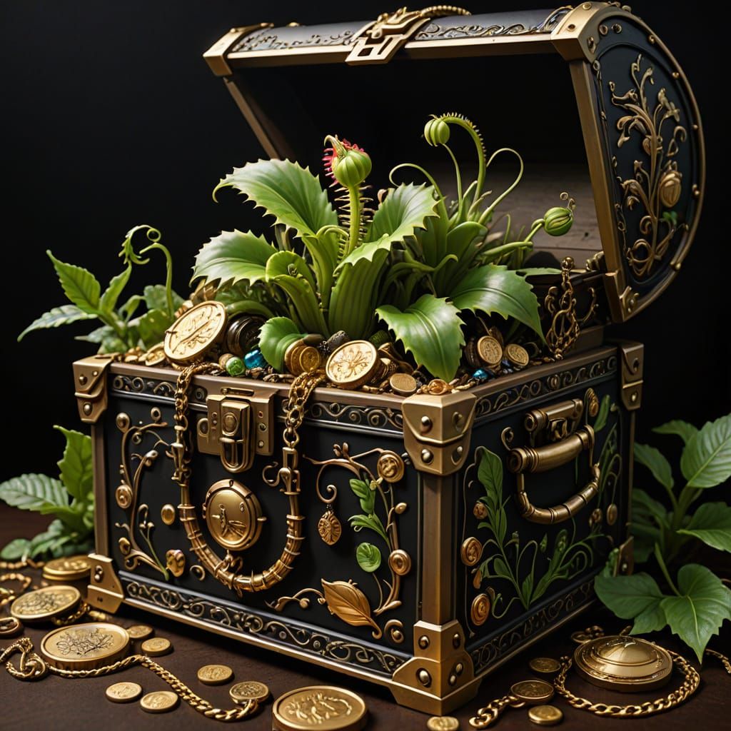 Venus Flytrap Treasure Chest Tattoo Art