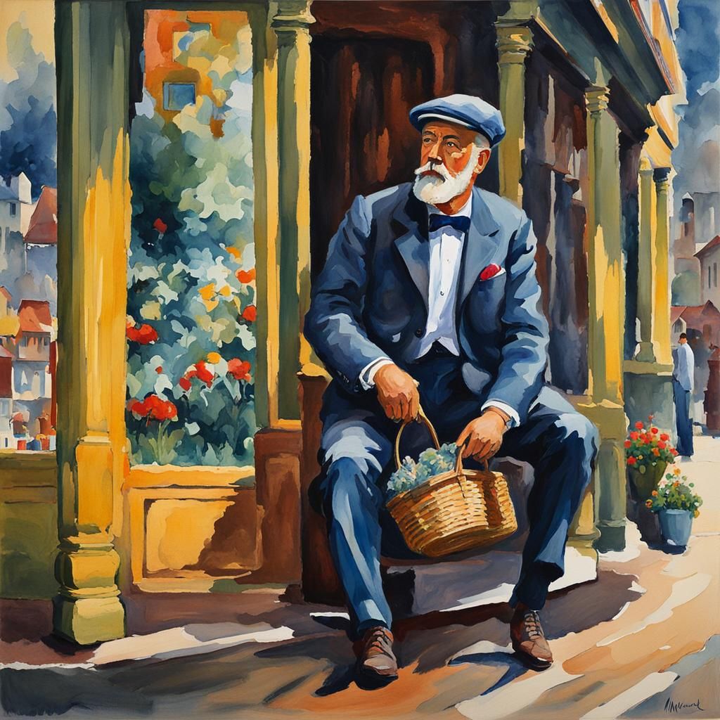 Gouache Painting of Solitude's Slow Passing