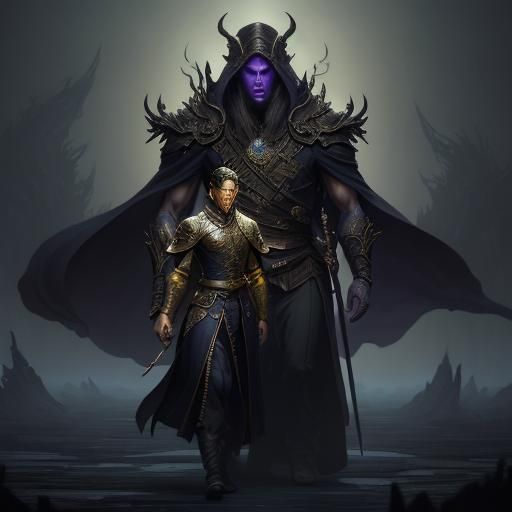 Fantasy Realm with Demon and Androgynous Figures