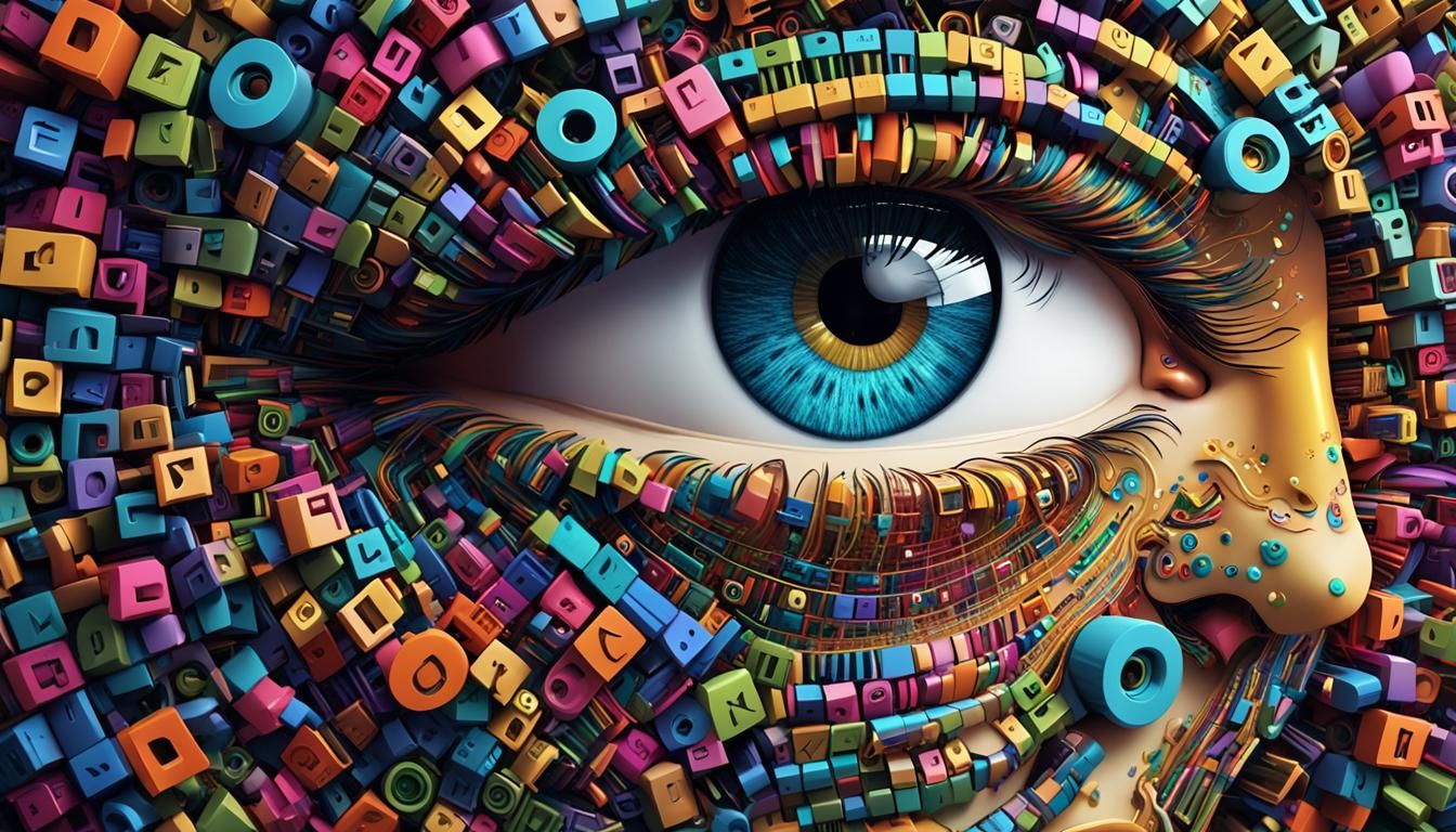 Alphabet Face: Abstract Art in Candy Style