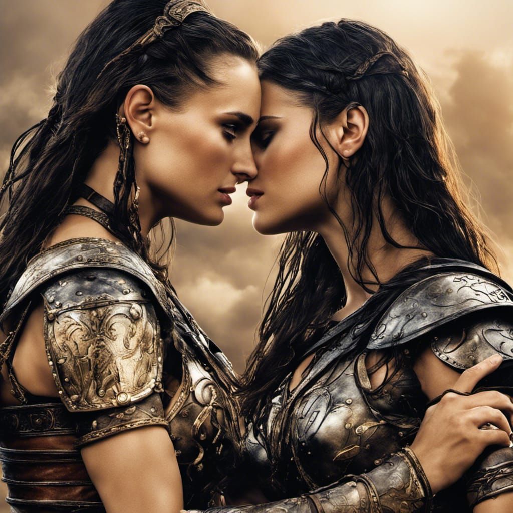 Xena Warrior Kiss: Hyperrealistic Lesbian Love in 8K