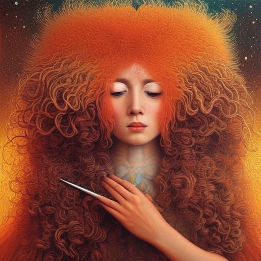 Fiery Wookiee Floats in Surreal Milky Way Garden