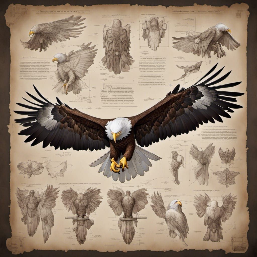 Technical drawing of Bald Eagle anatomy