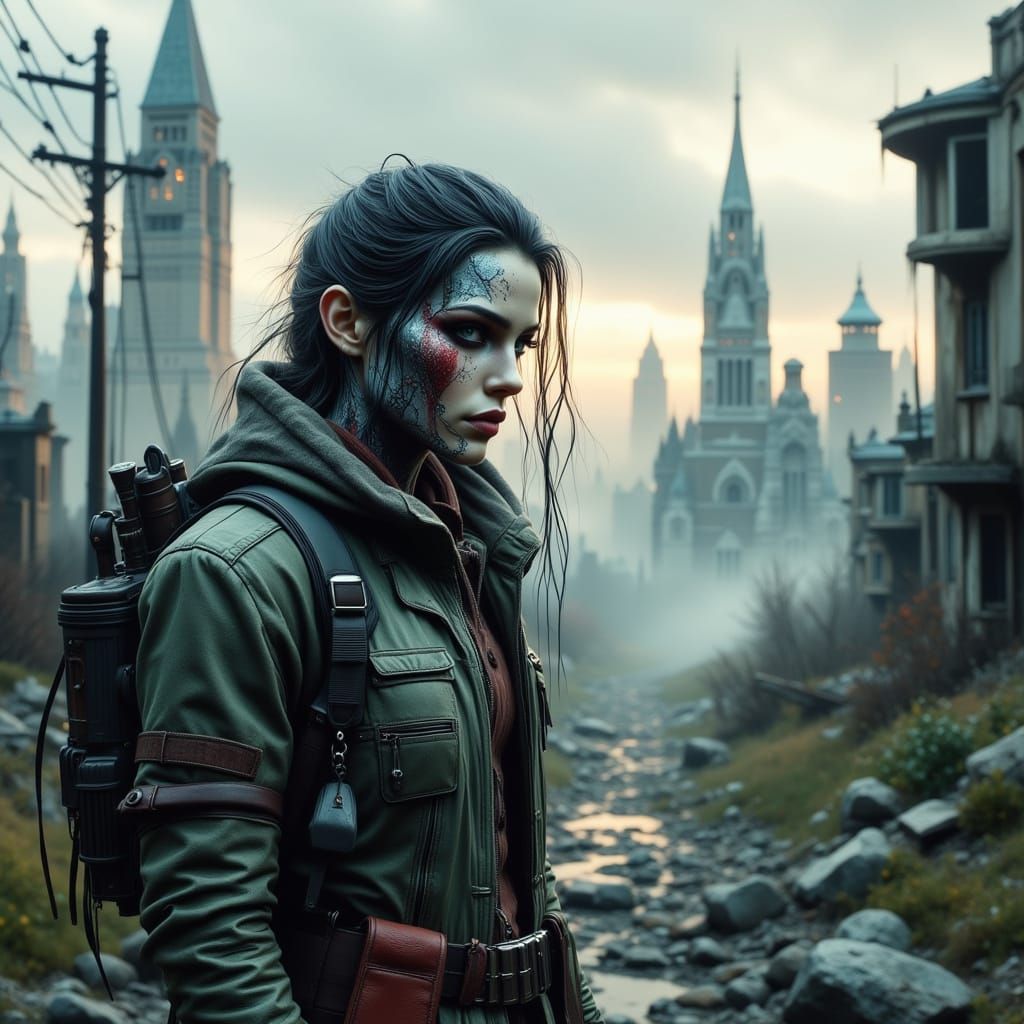 Post-Apocalyptic Survivor Portrait in Dark Style