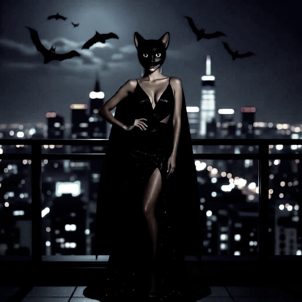 Woman Poses at Night