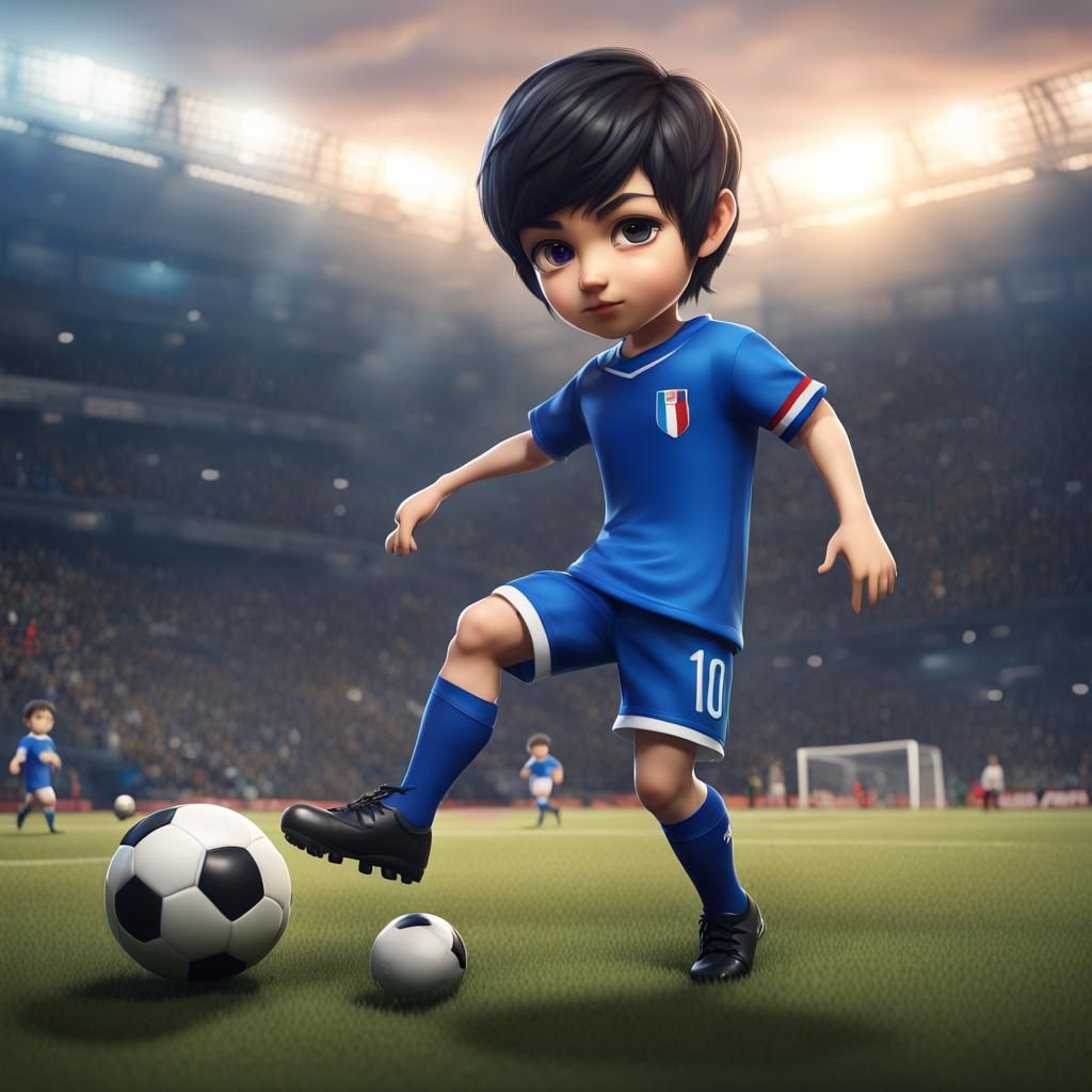 Chibi Soccer Player in Italy Jersey, Fantasy Art