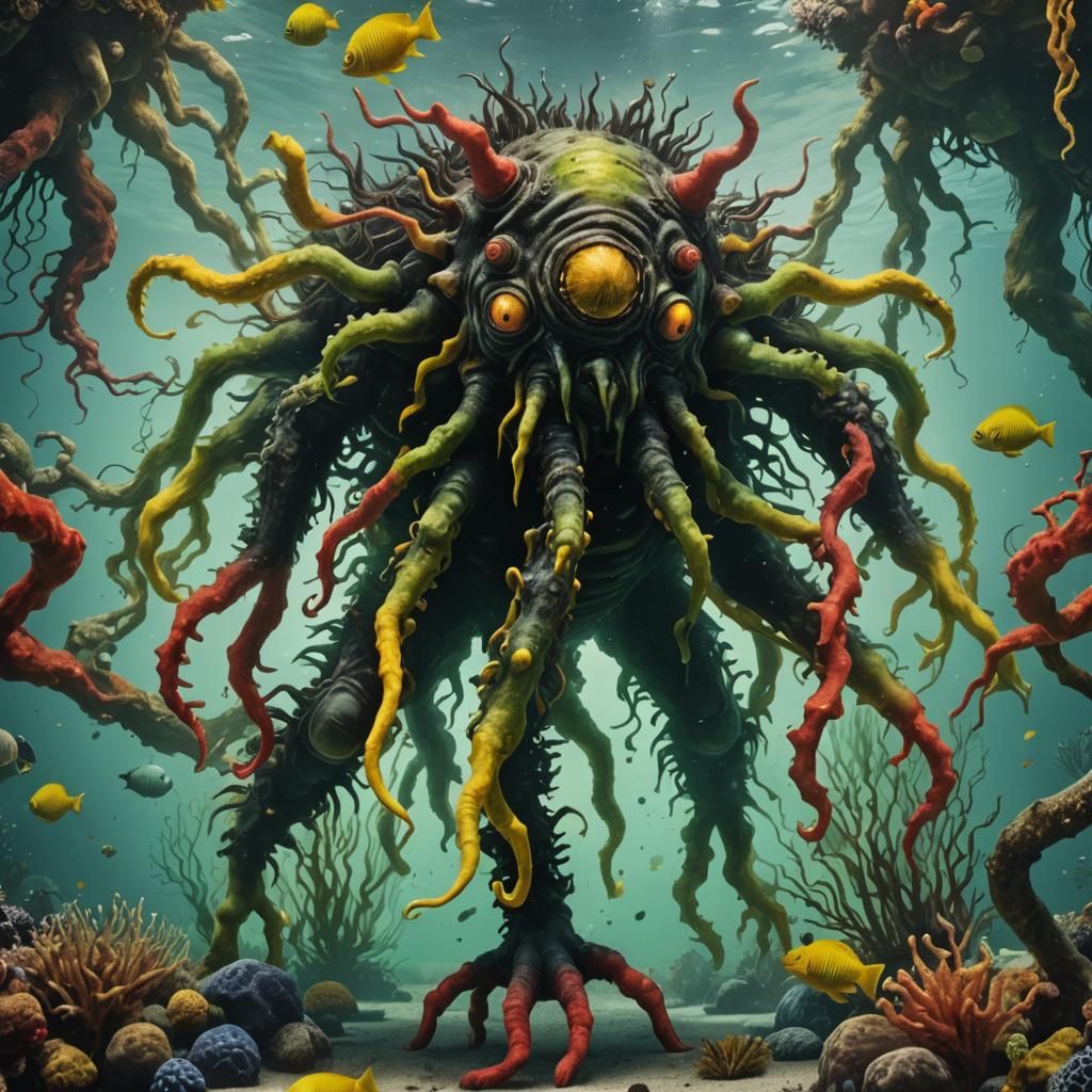 Photorealistic Underwater Fungus Monster