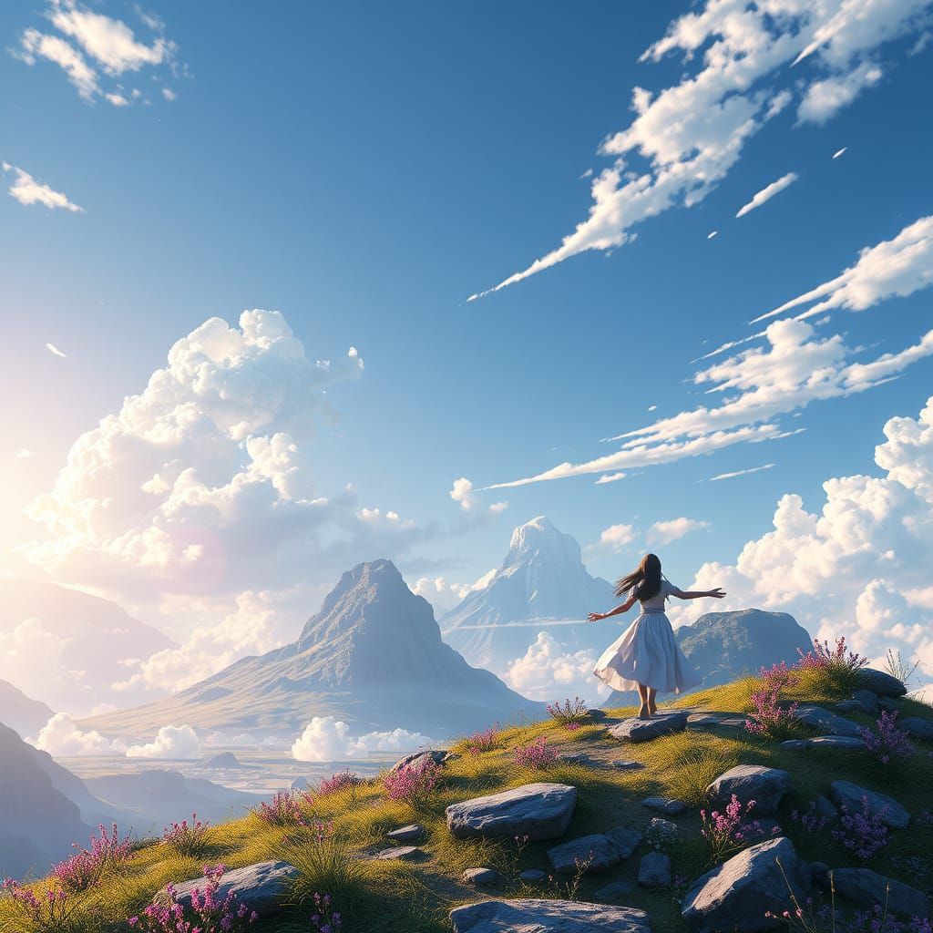 A Stunning Anime-Inspired Goddess Walks Through a Majestic L...