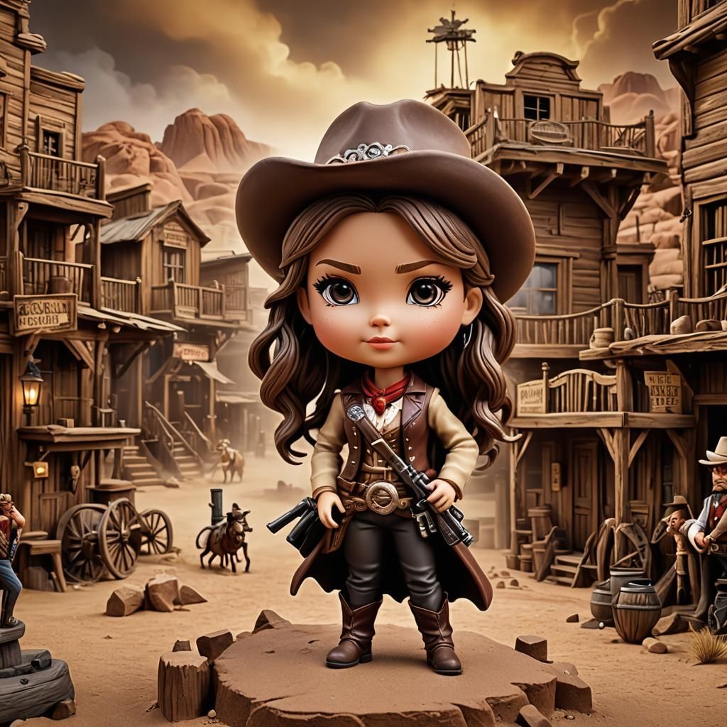 Chibi Annie Oakley in Wild West Saloon