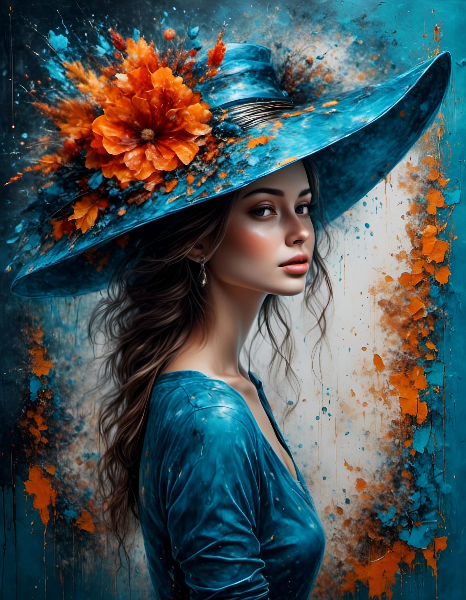 Elegant Lady with Hat in Lively Colors